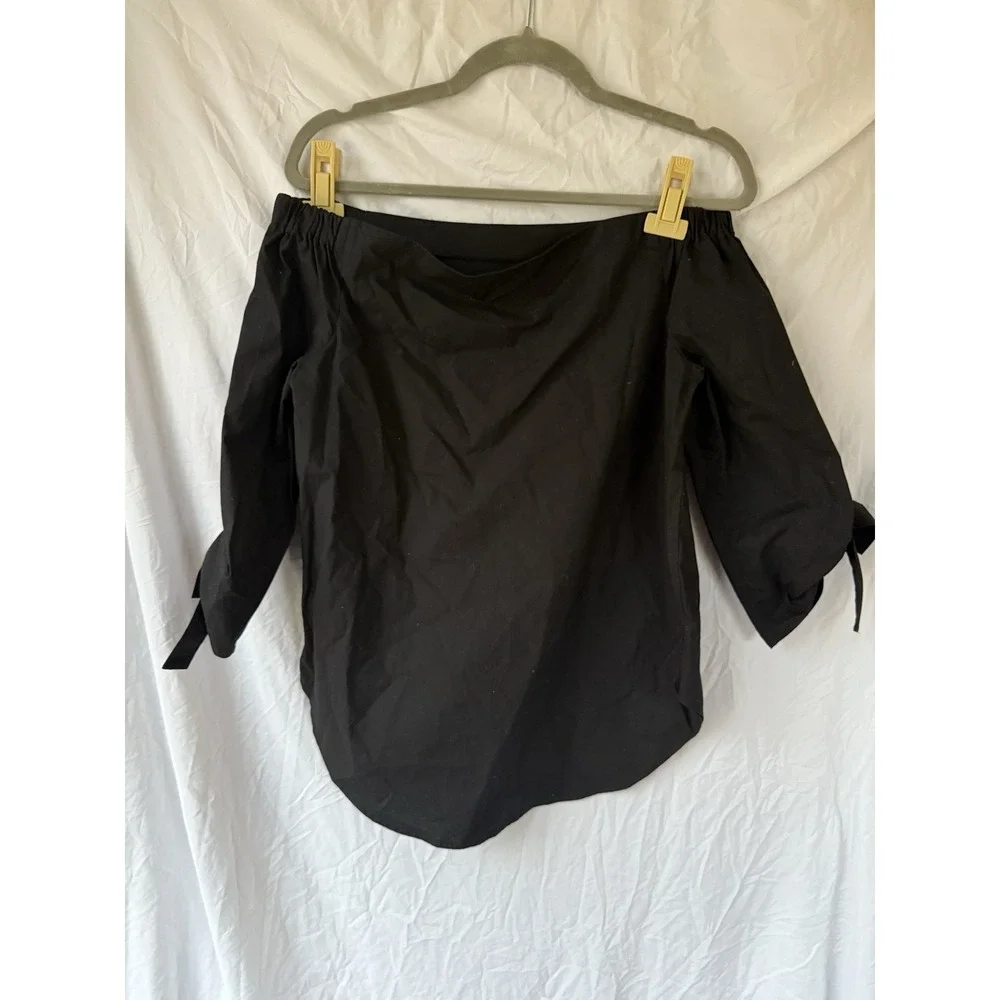 Babaton Aritzia Black Off Shoulder Blouse XS Fits S M Minimal Chic Top - Picture 10 of 10
